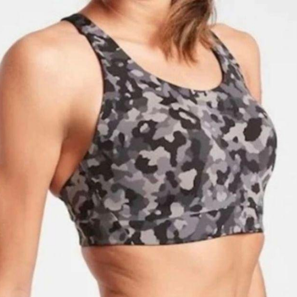 NWT Athleta Advance grey and black camo bra